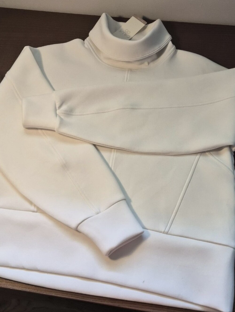 CALIA Women's Soft Scuba Funnel Neck Cloud Cover in Cream, Size Small NWT
